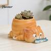 Katzen Gras Anzuchtschale für Fensterbank Fische Essens-Anzuchtschale, Niedlicher Blumentopf mit Drainage, Lustiges Entzückendes Gartendekoration Corgi Sukkulenten, Innen