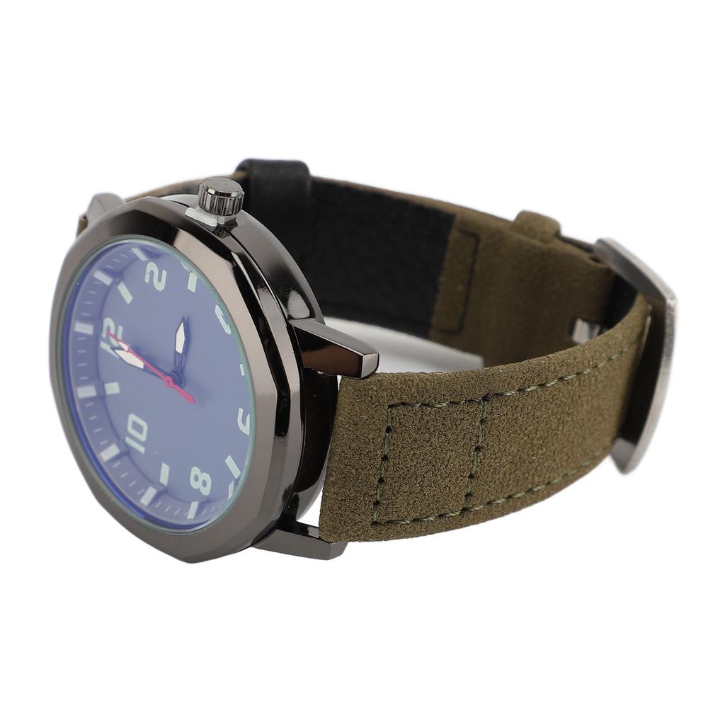 Men Analog Watch Fashion Casual PU Leather Strap Round Face Mineral Glass Easy Reading Quartz Wrist Watch for Indoor Outdoor Activities