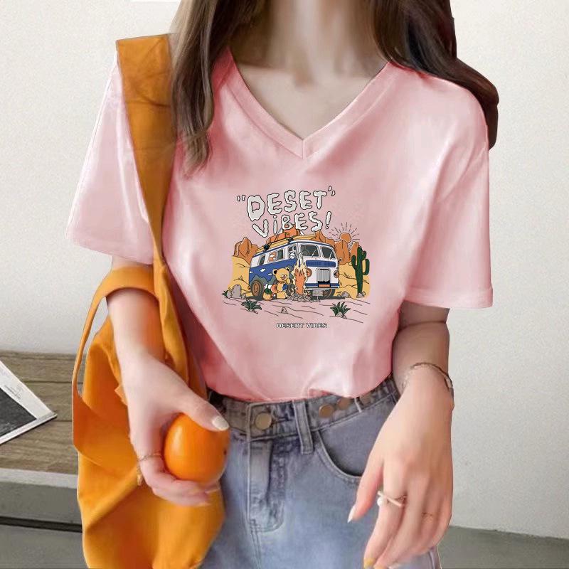 

Women s Summer Cotton Print Short Sleeve Top XXXL