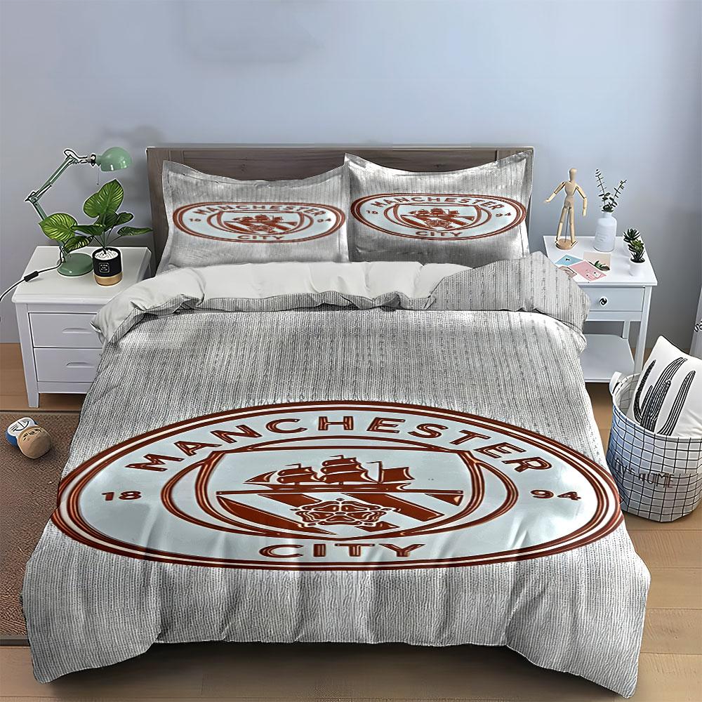 Manchester City Logo Pattern. Bedding Sets Duvet Cover Sets Duvet Covers Pillowcases(1 * Duvet Cover 2 * Pillowcases Without Duvet Insert)