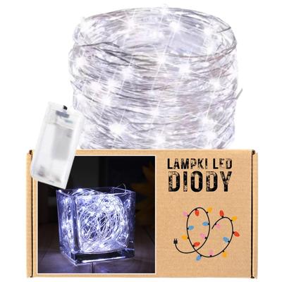 Wires, Strings, Lights, 10 LED Christmas Tree Lights, 1m Decorative Diodes, Batteries, Warm COLD