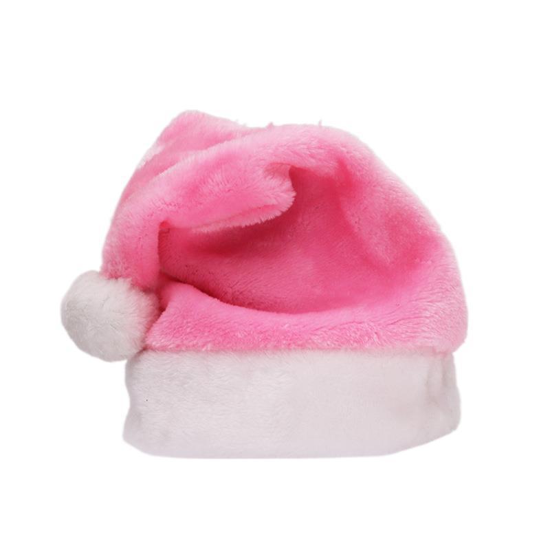 Available: Red/Blue/Pink/Green/Yellow Santa Hat - Short Plush, Brushed Finish for Adults, Holiday Party Christmas Decoration.