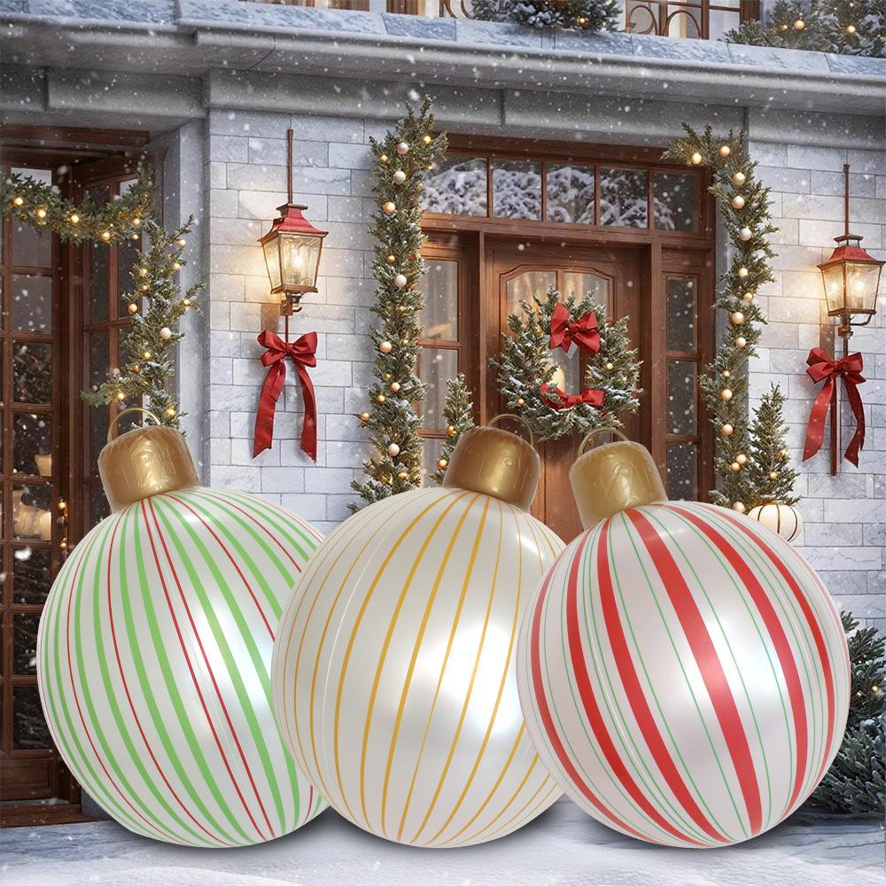 55*40cm Giant Inflatable Christmas Balls PVC Giant Big Large Balls Xmas Tree Decorations Toy Outdoor Xmas Holiday Yard Lawn Balls