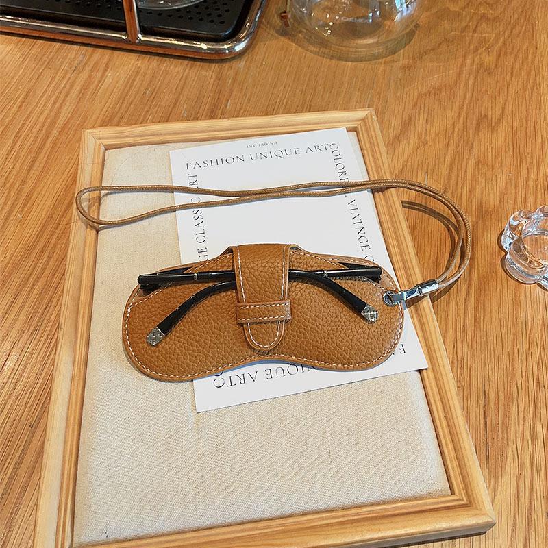 Halsband Tragbare Brillen Tasche Für Männer Frauen Myopie Brillen Schutzhülle Einfache Leder Sonnenbrillen Etui Aufbewahrungstasche
