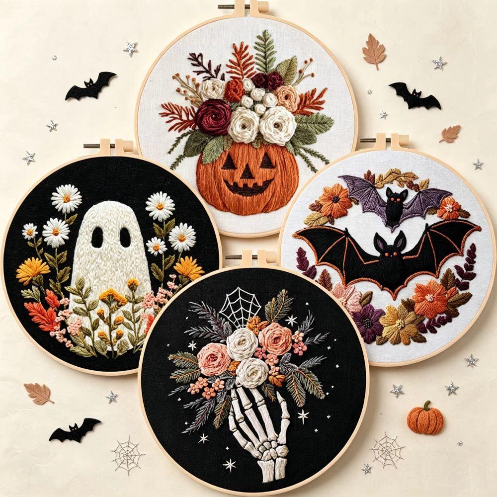 English Instructions DIY Embroidery Kit Beginner Friendly Halloween Embroidery Home Craft Activity