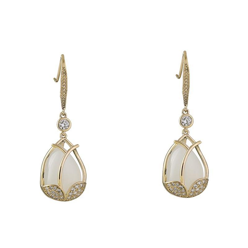 

Полувинтажные серьги с опалом, драгоценными камнями, женские, подвесные, в виде тюльпанов, ювелирные изделия, подарки для девушки