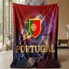 Portugal Football Printed Flannel Blanket Skin Friendly Warm Decorative Throw for Indoor Couch Bed Daily Use