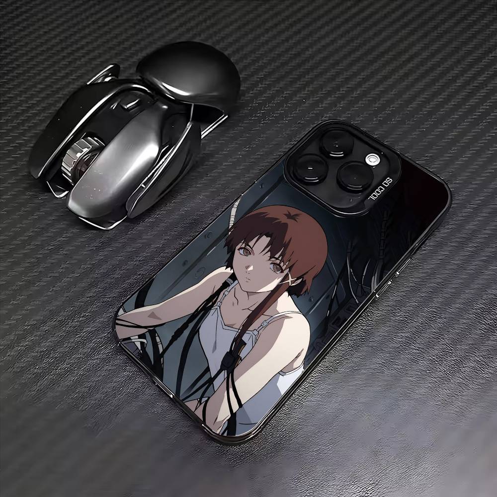 

S-Serial Experiments L-Lain Phone Case For iPhone17,16,15,14,13,12,11 Plus,Pro Max Colored Silver Plated Inside Cover iPhone12PROMAX