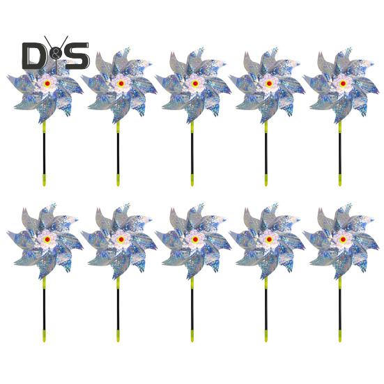 10 Stück Garten-Windrad-Vogelabwehr, 52,1 cm hoch, reflektierendes Windrad für den Außenbereich, Hofdekor, Windrad-Vogelabwehrgerät für Terrasse, Bauernhof, Obstgarten