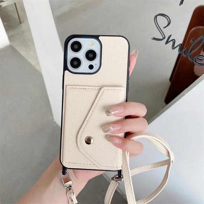 Wallet  with Card Holder Crossbody Phone Case for IPhone 13 12 Mini 16E 16 15 Plus 14 11 Pro Max Pu Leather Protective Cover