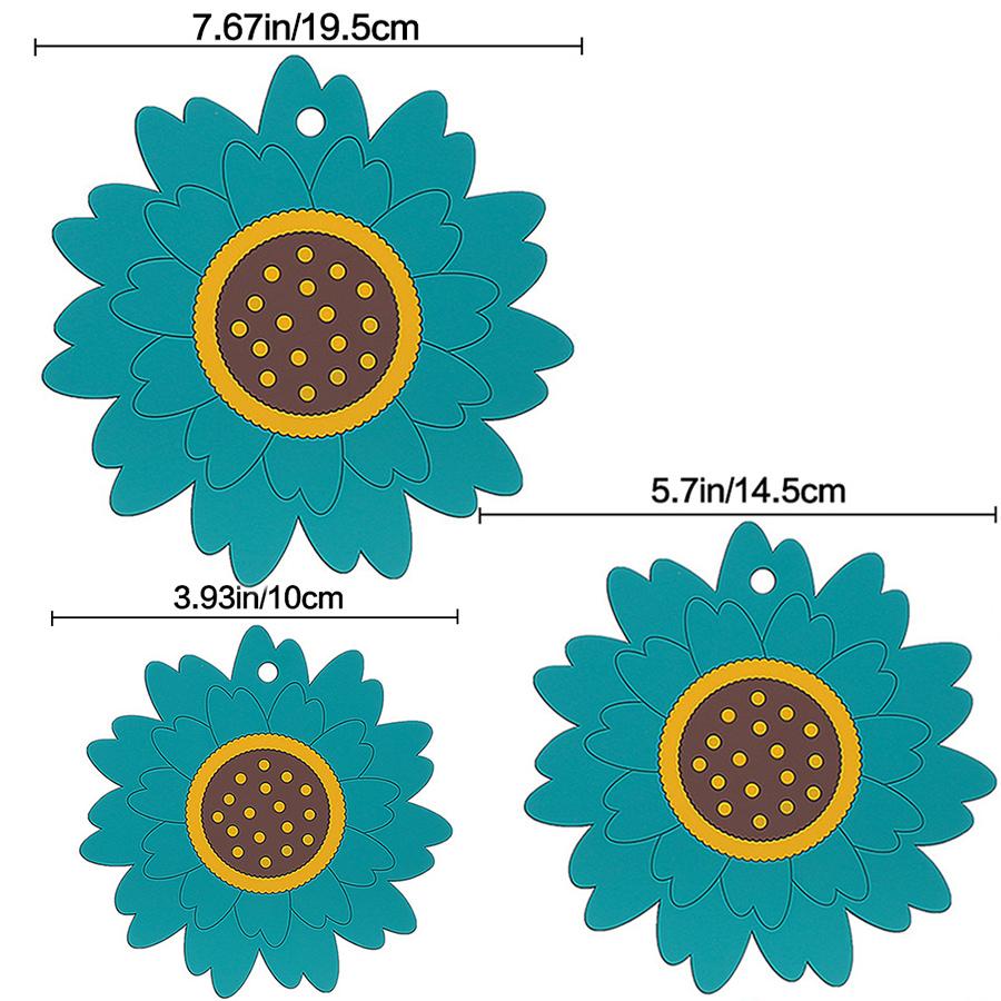 3pcs Sunflower Anti-scald Placemat Thickeneded Dining Table Insulation Mat Non-slip Coaster Kitchen Restaurant Dish Mat PVC Plate Cutlery Mat