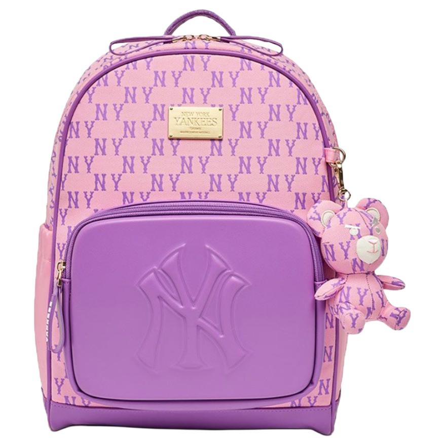 MLB Brand Printed Zipper Closure Polyester Backpack Women backpack Purple 7ABKM023N-50PKS Purple