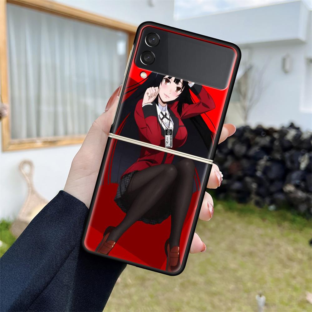 Custodia Antiurto Per Samsung Galaxy Z Flip 4 3 5G Funda ZFlip4 Nera Rigida ZFlip3 zflip4 Fundas Cover Anime Kakegurui Jabami