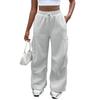 Women's Casual Fashion Solid Color Elastic Waist Drawstring Pocket Wide-Leg Straight-Cut Joggers