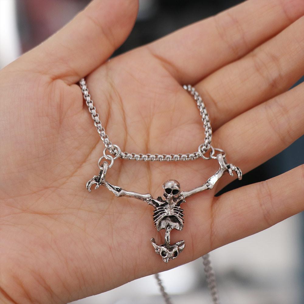Zinc Zinc Alloy Skull Head Pendent Hip Hop Clavicle Chain Unique Men Necklace Halloween