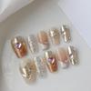Pure Handmade Manicure: Advanced Mirror Powder False Nail Stickers with Diamond Sequins for Alluring, Whitened Look