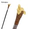 Yellow Resin Wolf Head Tree Root Walking Cane Fashion Decorative Steel Stick Gentleman Elegant Cosplay Cane Knob Crosier 94cm