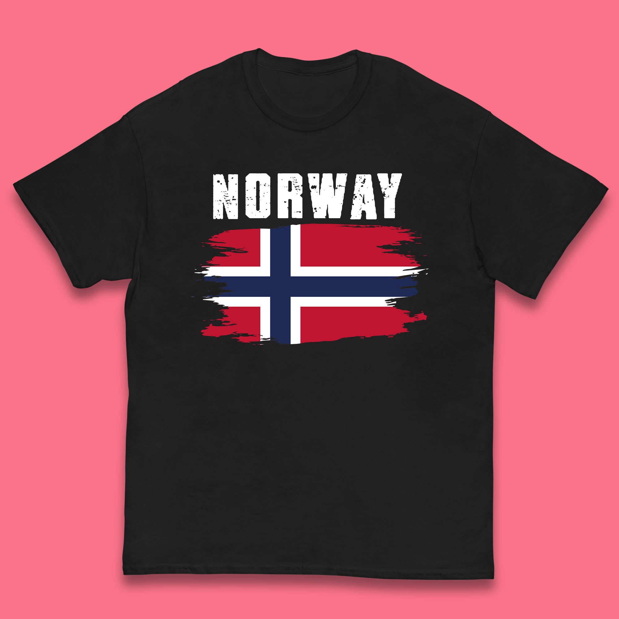 Distressed Norway Flag Kingdom Of Norway Patriotic Norwegian Flag Kids T Shirt 140