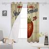 Cortina de janela rústica com estampa de morango e madeira vintage, decoração para casa, sala de estar, quarto, cozinha, painel de cortina