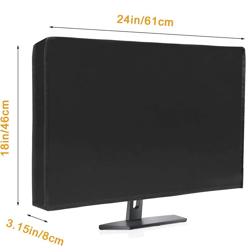 21" 24" 28" Heim-PC Desktop-Computer Monitor Staubschutzhülle Wasserdichtes Gewebe LCD-Bildschirm Schutzhülle Waschbares Zubehör Schwarz