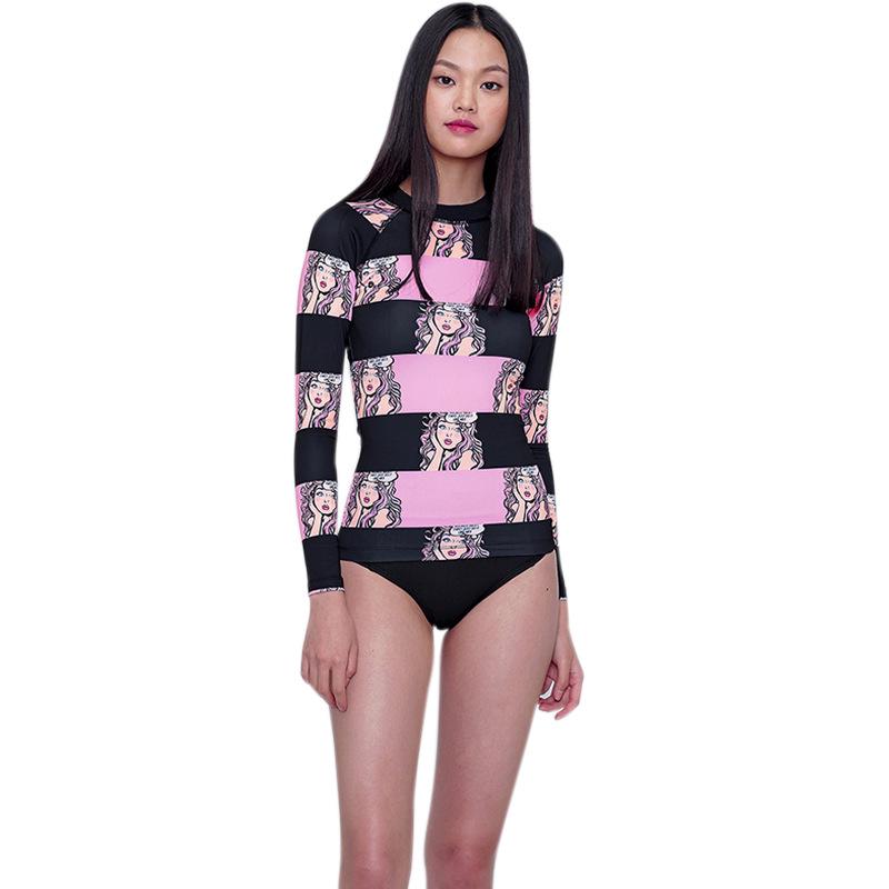 Bañador de manga larga para mujer estilo coreano con protección solar para surf, buceo y deportes de playa.