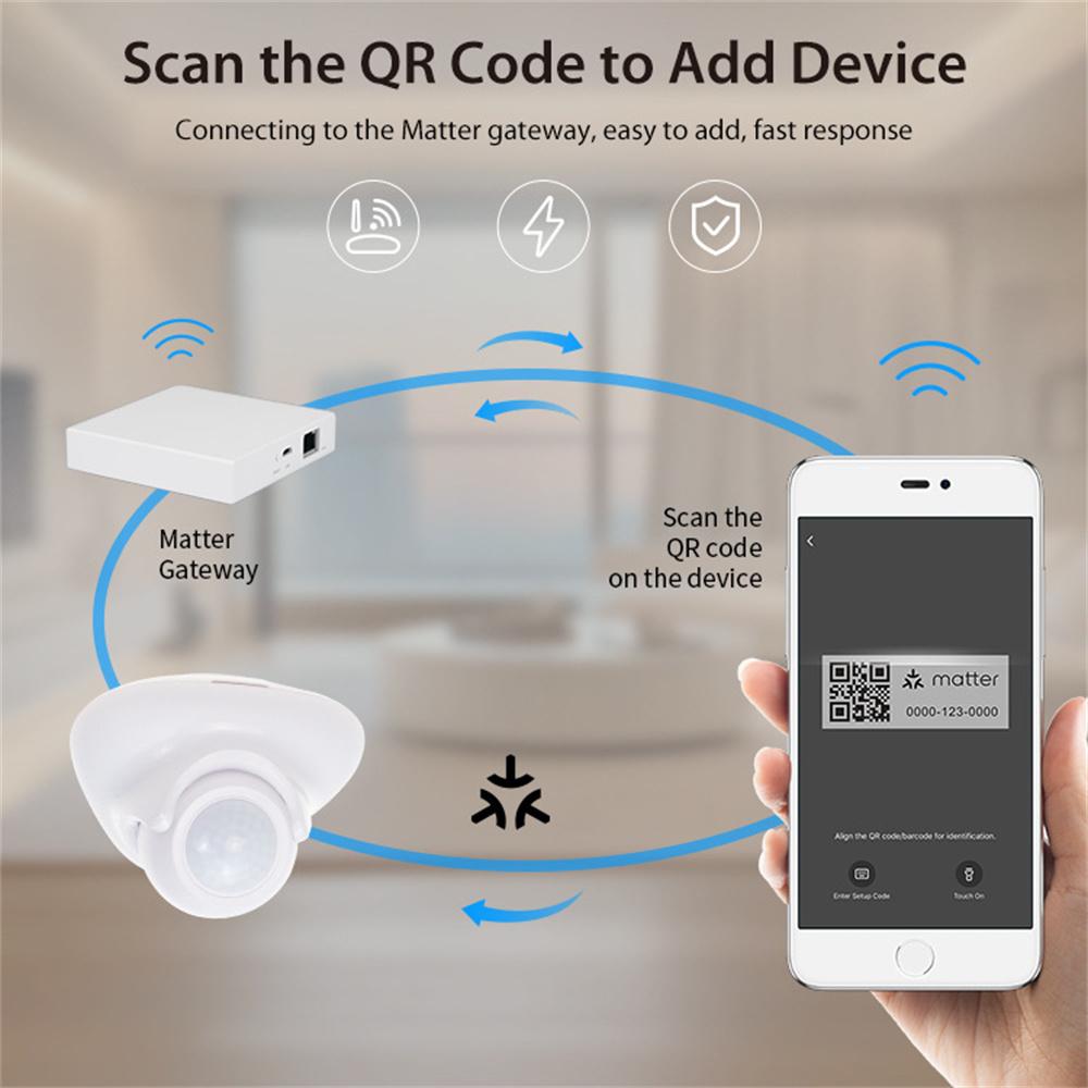 NEO NAS-PD09TM Matter Thread Smart PIR Motion Sensor Infrared Human Detector Works with Apple Home/Google Assistant/Amazon Alexa