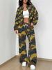 Retro Pattern Autumn And Winter New European And American Women'S Clothing Rose Printing Suit Women
