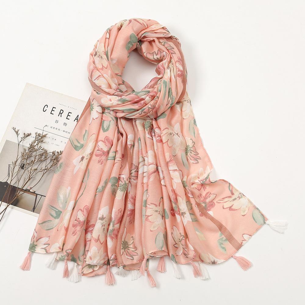 Cotton and Linen Hand Feel Scarf Chinese Style Clothing Outfit Scarf for Women's National Style Sun Protection Tassel Shawl