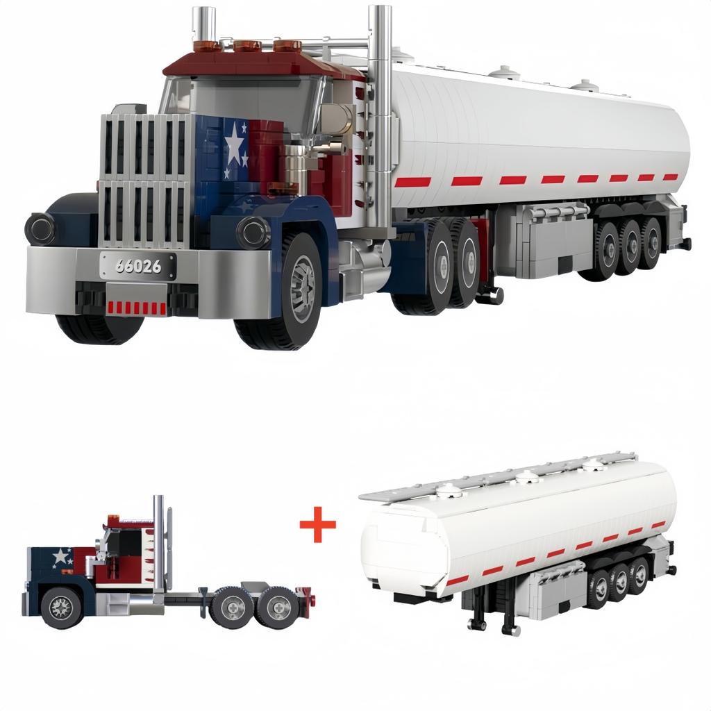 KNEW BUILT Container Truck Oil Tanker Car Building Block Toy-DIY AssemblyFavorite Vehicle Model for BoysIdeal Educational Gift