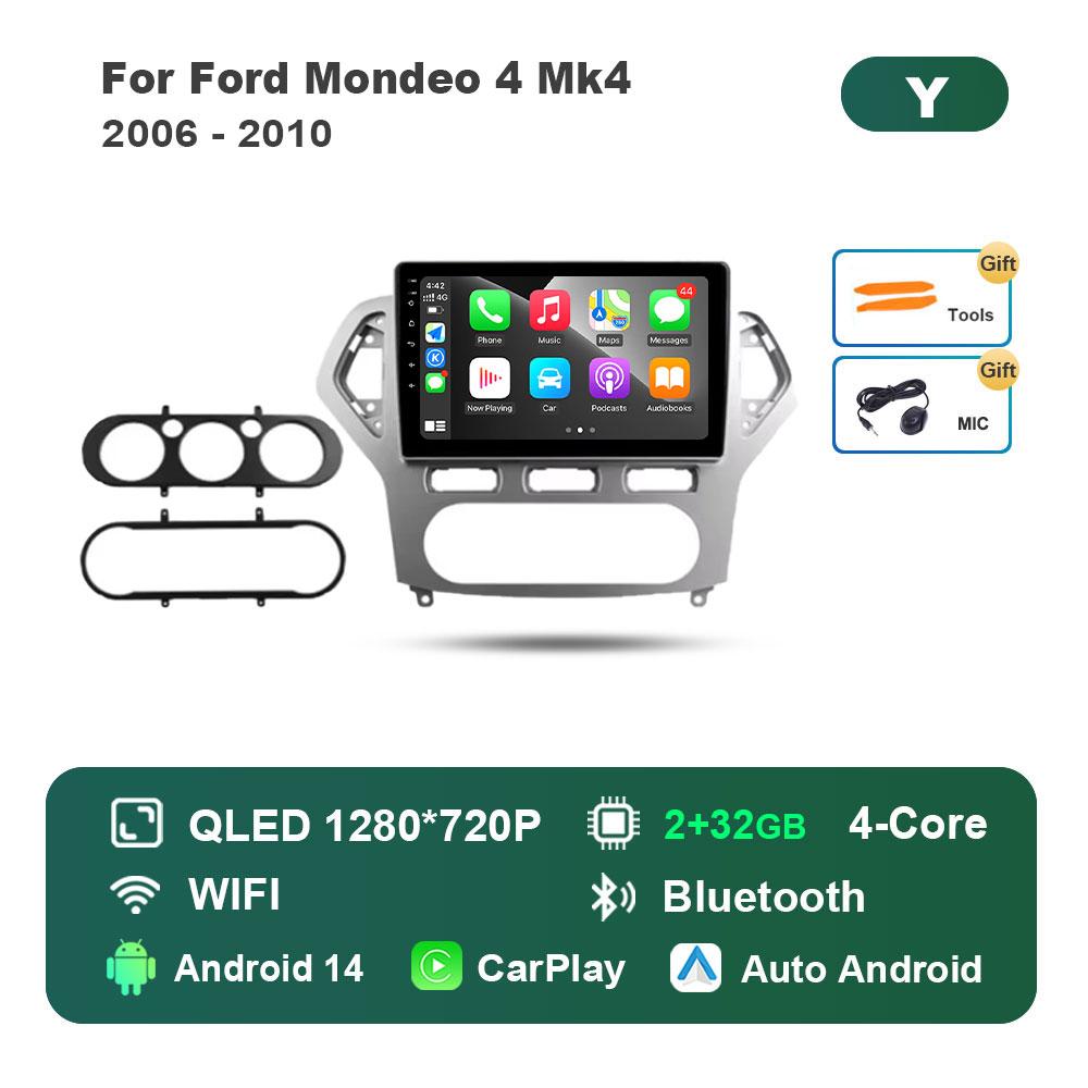 Android 14 Intelligent System Car Radio Multimedia Player for Ford Mondeo 4 Mk4 2006 - 2010 Touch Screen 4G WiFi BT GPS Navi