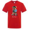 Summer Casual Teddy Bear Short Sleeve Tshirt Crazy Bad Mood Walking Silent Mens Tshirt Hip Hop Top Mens Tshirt