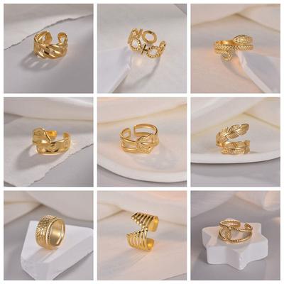 Women's Stainless Steel Open Adjustable Irregular Ring Simple Fine  Gift for Daily Wear Decor Accessory