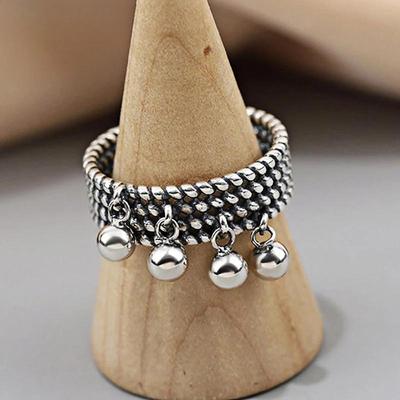 Anillos Punk Vintage para mujer, colgante de cuentas creativas, borla geométrica, joyería de fiesta, regalos, nueva moda