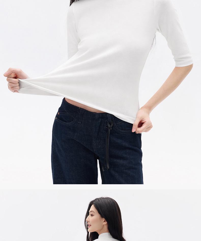 Cotton's Aesthetics Slim-fit Women's High-neck Short-sleeve Versatile Drop Shoulder Top