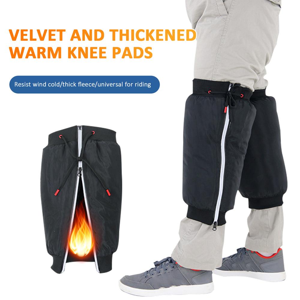 Motorcycle Leg Warmers Thickened Leg Warmers For Women Men Waterproof Leg Gaiters Snowproof Knee Brace With Reflective Strips