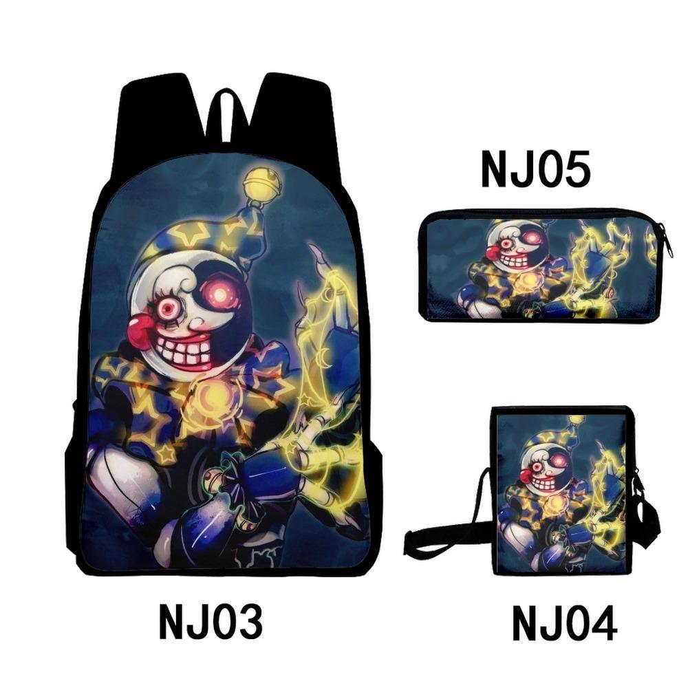 3Dsundropfnaf Backpack Student School Bag Crossbody Bag Pencil Bag Three-Piece Trend