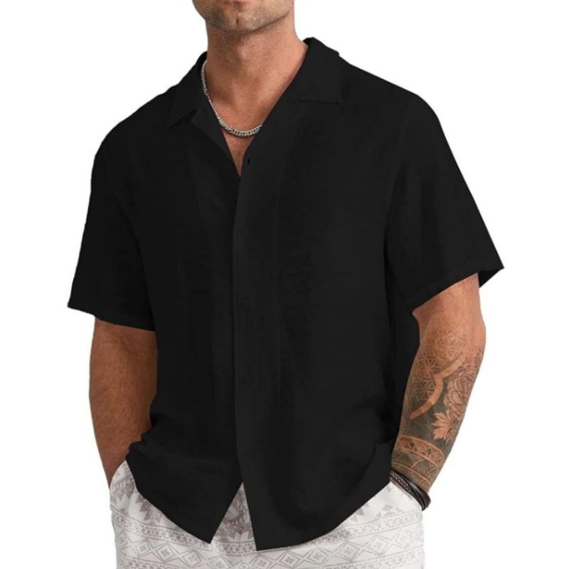 Летняя британская рубашка мужская дышащая однотонная кардиган с карманами с короткими — фото 4