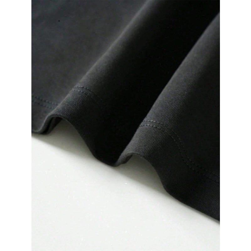 European sizes Men'S Black Casual Crew Neck T-Shirt with "Emotional Support Animal" Print - Soft, Breathable Fabric, Perfect for Spring & Summer