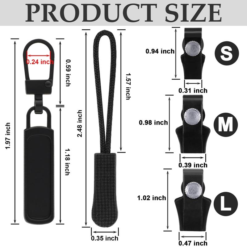 12Pcs Universal Zipper Repair Kit Quick Instant Detachable Zipper Head Replacement Zipper Slider Pull For 3 Different Size