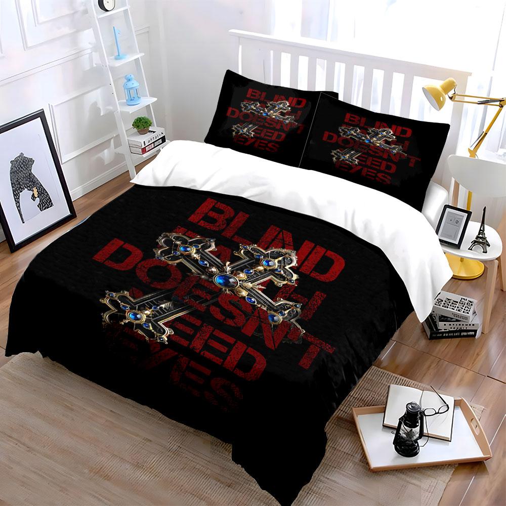 Cross and Text Design Bedding Bedding Duvet Cover Set Duvet Cover Pillowcases (1 * Duvet Cover 2 * Pillowcases, without duvet insert)