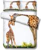 Giraffe Couples Lovers Dating Duvet Cover Sets - Giraffes Balloon At Sunset Bedding Set with Zipper Closure for Kids and Adults