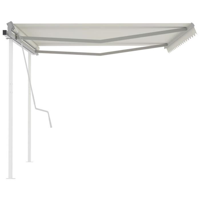 VidaXL Manual Retractable Awning with Posts 4x3.5 M Cream 3070017