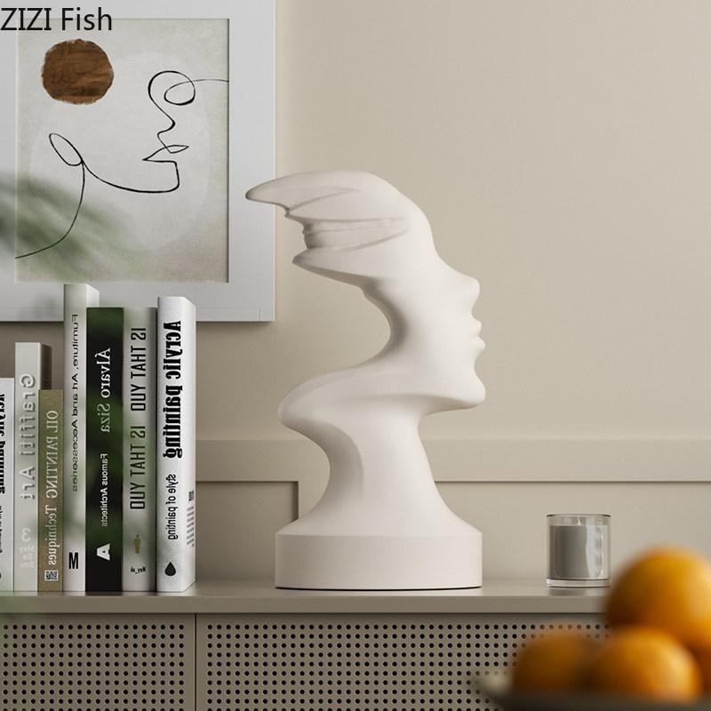 Abstract Transparent Characters Head Sculpture Desk Decoration Ornaments Figures Handicraft Modern Home Decor Accessories