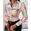 QICED Women's Fashion Casual Long Sleeve POLO Neck Blouses & Shirts