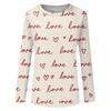 Women's Heart,shaped Printed Round,neck Loose Long,sleeved Top
