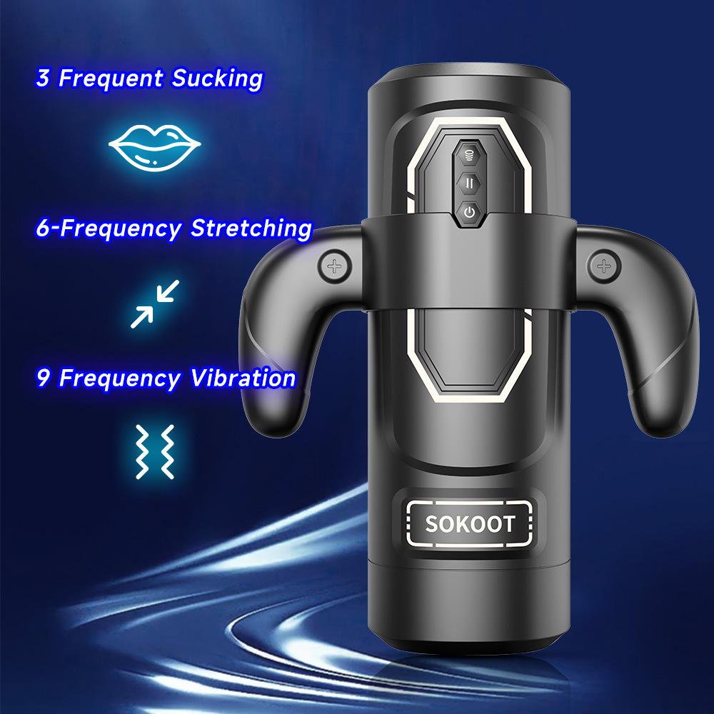 Automatic Thrusting Sucking Male Masturbator Cup Heating Penis Trainer Massager Pocket Pussy with Handle Sex Machine for Men Gay