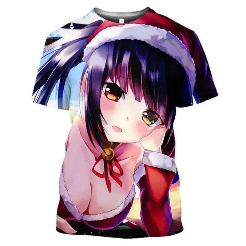 Mangas Date A Live Tokisaki Kurumi Sexy Girls Otaku Graphic 3D T-Shirts Anime Short Sleeve Harajuku Shirt for Men Tees Tops