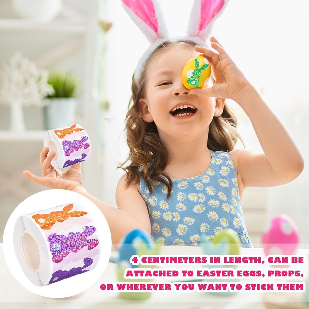 500 Easter Bunny Stickers, Labels Colorful Self-Adhesive Decorative Bunny Patterns For Kids Scrapbook Envelopes Craft Cards