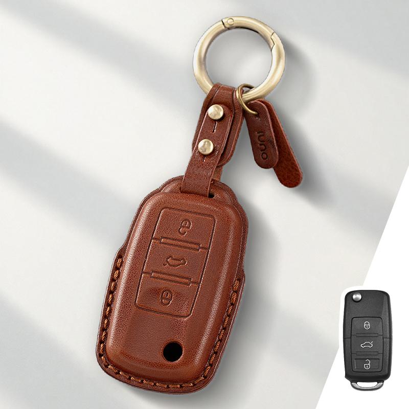 Genuine Leather Protector for Volkswagen VW Polo Golf 7 MK7 Tiguan Passat Key Case Cover Fob