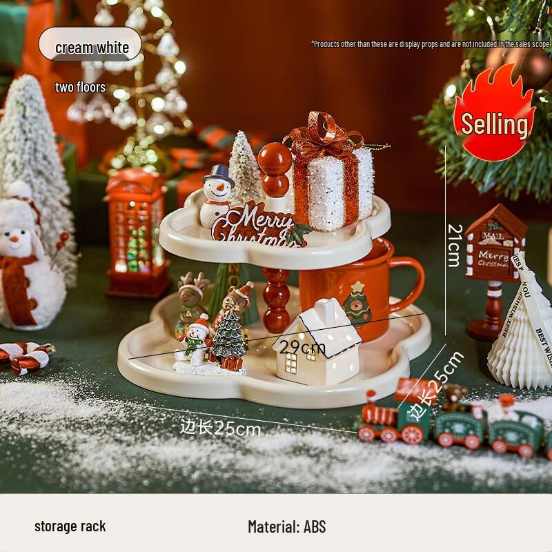 Винтажная двухъярусная рождественская десертная тарелка